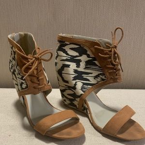 Ikat print wedged sandals